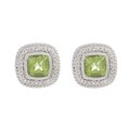 Oro Leoni Sterling Silver Peridot and Diamond Accent Earrings