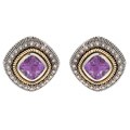 Oro Leoni 14k Gold and Silver Amethyst Earrings