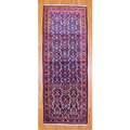 Persian Hand-knotted Blue/ Red Hamadan Wool Rug (4' x 10'5)