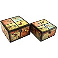 Decorative Jewelry & Keepsake Box with Colorful Butterfly (Set of 2)
