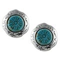 Southwest Moon Sterling Silver Carved Howlite Flower Stud Earrings