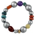 Silvermoon Sterling Silver Multi-gemstone Bead Stretch Bracelet