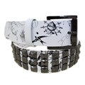 Entourage Men's White Faux Leather Studded Belt