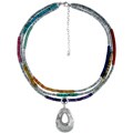 Southwest Moon Sterling Silver Multi-gemstone Necklace