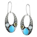 Silvermoon Silver Turquoise, Mother of Pearl and Citrine Earrings