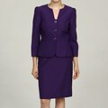 Tahari Women's Purple 3-button Jacquard Skirt Suit