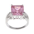 White Gold Overlay Cushion-cut Pink Cubic Zirconia Cocktail Ring