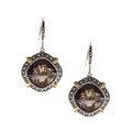 MARC 14k Gold and Silver Smokey Quartz and Marcasite Earrings