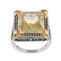 MARC 14k Gold and Silver Yellow Cubic Zirconia and Marcasite Ring