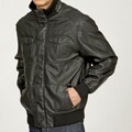 Izod Men's Faux Leather Bomber Jacket