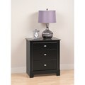 Nicola Black 3-drawer Nightstand