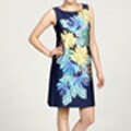 Eliza J Women's Navy Floral Print Bead Embellished Dress