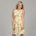Eliza J Women's Yellow Floral Print Pleated Dress