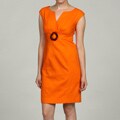 Eliza J Women's Petite Orange Belted Dress