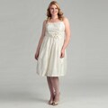 Eliza J Women's Plus Size Ivory Embellished Ruched Waist Dress