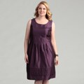 Eliza J Women's Plus Size Eggplant Pleated Dress