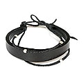 Handcrafted Leather 'Black Buoyancy' Bracelet (Indonesia)