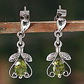 Sterling Silver 'Indian Promise' Peridot Dangle Earrings (India)