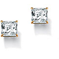 Ultimate CZ 10k Yellow Gold Square Cubic Zirconia Stud Earrings