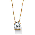 Ultimate CZ 10k Yellow Gold Square Cubic Zirconia Solitaire Necklace
