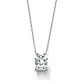 Ultimate CZ 10k White Gold Square Cubic Zirconia Solitaire Necklace