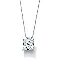 Ultimate CZ 10k White Gold Square Cubic Zirconia Solitaire Necklace