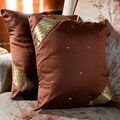 Set of 2 Sari Fabric Brown Decorative Pillow Covers (India)