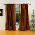 Sheer Sari 84-inch Brown Rod Pocket Curtain Panel Pair (India)