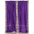 Sheer Sari 84-inch Purple Rod Pocket Curtain Panel Pair (India)