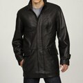 Izod Men's Black Leather 3/4-length Car Coat