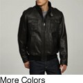 Izod Men's Big and Tall New Zealand Lambskin Leather Bomber Jacket