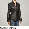 Izod Women's New Zealand Lambskin Leather Scuba Jacket