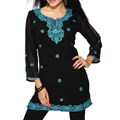 Georgette Black with Turquoise Embroidery Kurti/ Tunic (India)