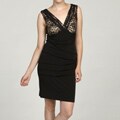 Connected Apparel Women's Black/ Nude Lace Dress