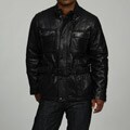 Sean John Men's Black Belted Leather Coat FINAL SALE