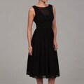 Evan Picone Women's Black Chiffon Sheer Front Dress