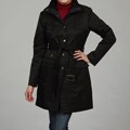 Nine West Women's Double Fold-over Collar Military Belted Rain Coat FINAL SALE