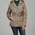 Nine West Women's Drawsting Hooded Belted Poly Down Coat FINAL SALE