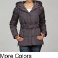 Nine West Women's Drawstring Hooded Belted Down-filled Coat FINAL SALE