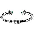 Sterling Silver Green Quartz Hinged Cable Cuff Bracelet (Indonesia)
