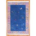 Tibetan Hand-knotted Blue/ Beige Wool Rug (6' x 8'10)