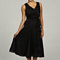 Ellen Tracy Women's Black Cascading Ruffle Dress