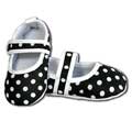 Black and White Polka Dot Infant Girls' Crib Shoes