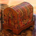 Pinewood 'Beloved Virgin of Guadalupe' Decoupage Chest (Mexico)