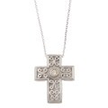 Sterling Silver 1/10ct TDW Diamond Cross Necklace (H-I, I1-I2)