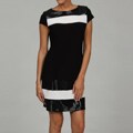 Tiana B Women's Black/ White Embellished Block Detail Jersey Dress