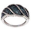 Silver 3/4ct TDW Blue and White Diamond 'Evening Out' Cocktail Ring (H-I, I2)