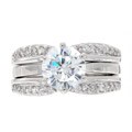 Silvertone Clear Cubic Zirconia Two-piece Contessa Ring Set