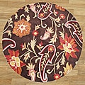 Hand-tufted Metro Flower Brown Wool Rug (6' Round)