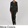 Signature by Larry Levine Women's Pinstriped Double-breasted Pant Suit